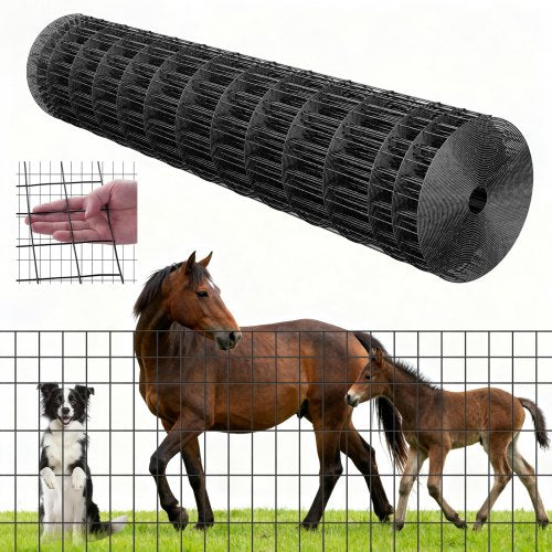 Farm Fence, 48 in x 50 ft, 2 x 4 in Mesh 14 Gauge Galvanized Steel Wire Fencing for Cattle, Hog & Sheep , Heavy Duty Vinyl Coated Livestock Fence for Animal Enclosures, Cage Wire, Garden Fences