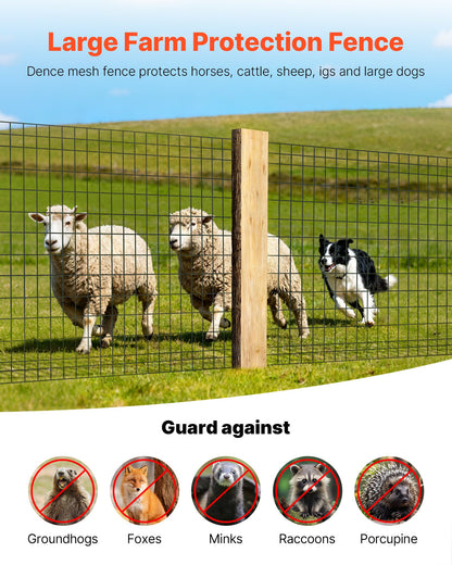 Farm Fence, 48 in x 50 ft, 2 x 4 in Mesh 14 Gauge Galvanized Steel Wire Fencing for Cattle, Hog & Sheep , Heavy Duty Vinyl Coated Livestock Fence for Animal Enclosures, Cage Wire, Garden Fences