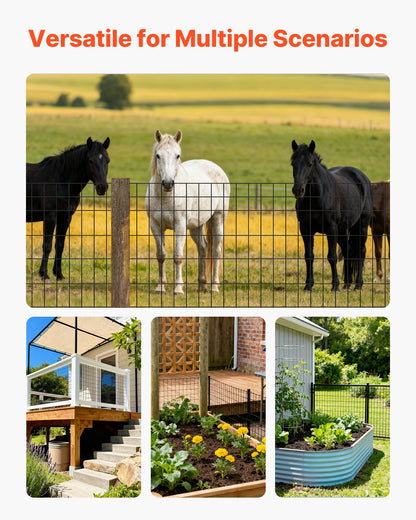 Farm Fence, 48 in x 50 ft, 2 x 4 in Mesh 14 Gauge Galvanized Steel Wire Fencing for Cattle, Hog & Sheep , Heavy Duty Vinyl Coated Livestock Fence for Animal Enclosures, Cage Wire, Garden Fences