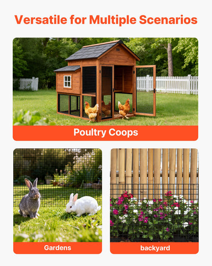 Hardware Cloth 60 in x 50 ft, 1/2 in 19 Gauge Galvanized Wire Mesh Roll, Weather-Resistant Vinyl Coated Chicken Wire Fencing, Heavy Duty Welded Garden Plant Fencing for Rabbit Cage Snake Fence