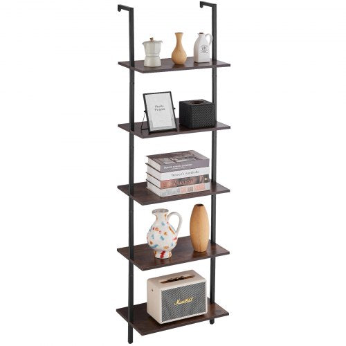 Industrial Square Pipe Shelf 5 Tier 17.3x11.8in Wall-Mount for Bedroom