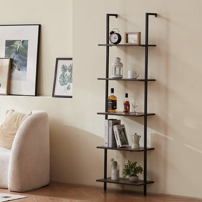 Industrial Square Pipe Shelf 5 Tier 17.3x11.8in Wall-Mount for Bedroom