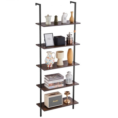 Industrial Square Pipe Shelf 5 Tier 24x11.8in Wall-Mount for Bedroom