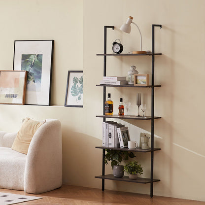 Industrial Square Pipe Shelf 5 Tier 24x11.8in Wall-Mount for Bedroom