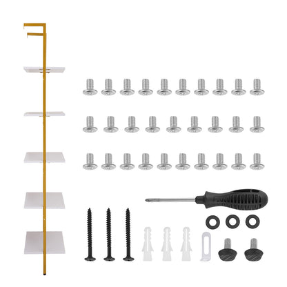 Industrial Square Pipe Hylla 5-vånings 24x11,8in Väggmonterad Guld Vit
