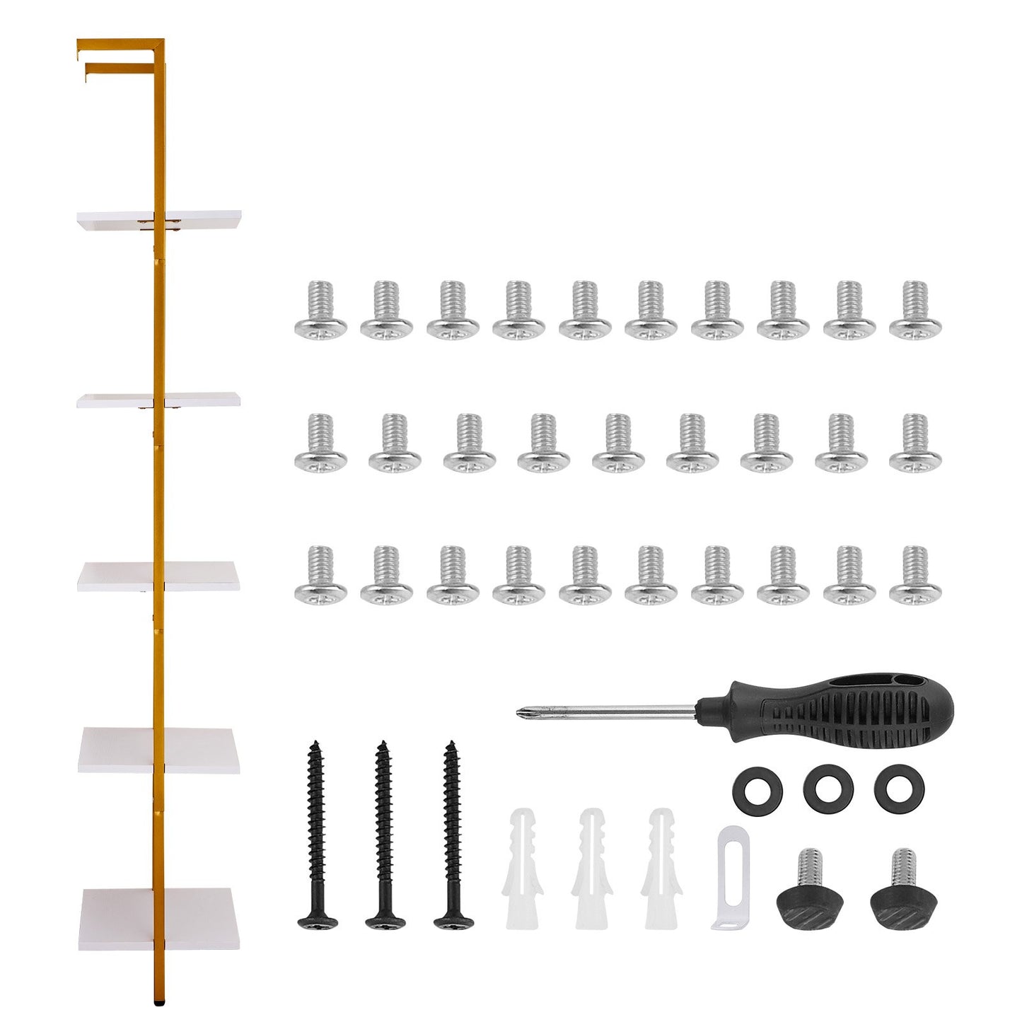Industrial Square Pipe Hylla 5-vånings 15,6x11,8in Väggmonterad Guld Vit
