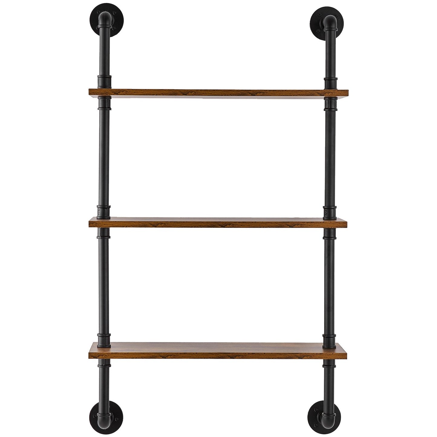 Industrielles Rohrregal, 3-stufig, 61 x 20 cm, Wandhalterung für Küche und Schlafzimmer