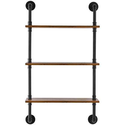 Industrielles Rohrregal, 3-stufig, 61 x 20 cm, Wandhalterung für Küche und Schlafzimmer