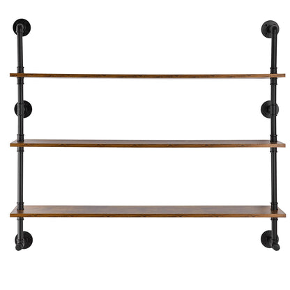 Industrielles Rohrregal, 3-stufig, 122 x 25 cm, Wandhalterung für Küche und Schlafzimmer