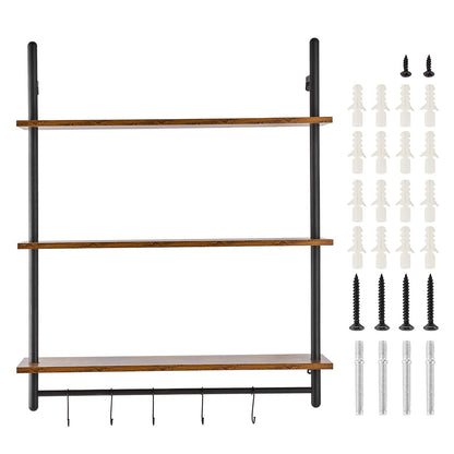 Industrielles Rohrregal, 3-stufig, 81,3 x 25,9 cm, Wandhalterung für Küche und Schlafzimmer