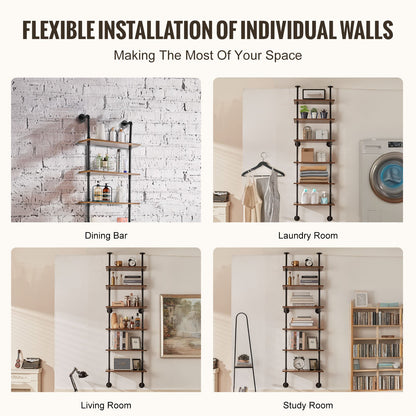 Industrial Pipe Hylla 6 Tier 24x9,84in Väggfäste för kök sovrum