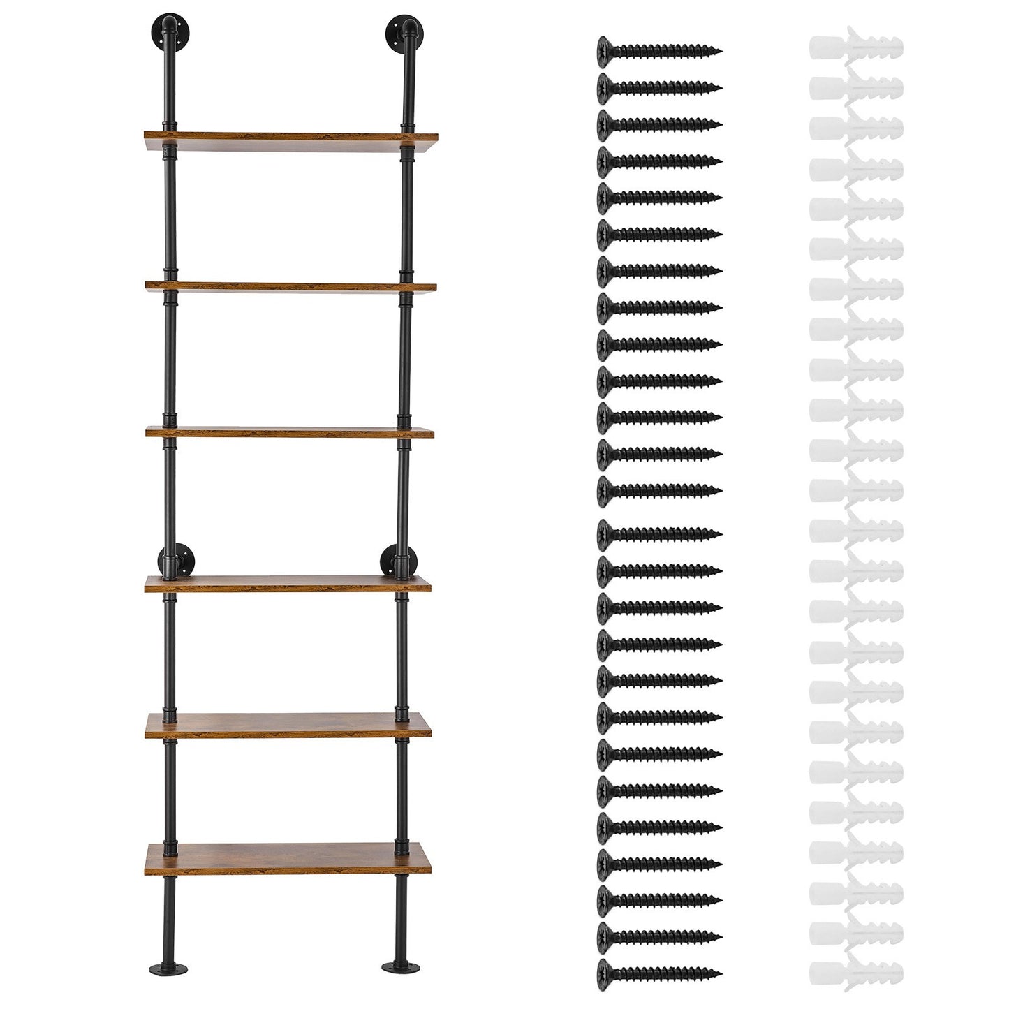 Industrial Pipe Hylla 6 Tier 24x9,84in Väggfäste för kök sovrum