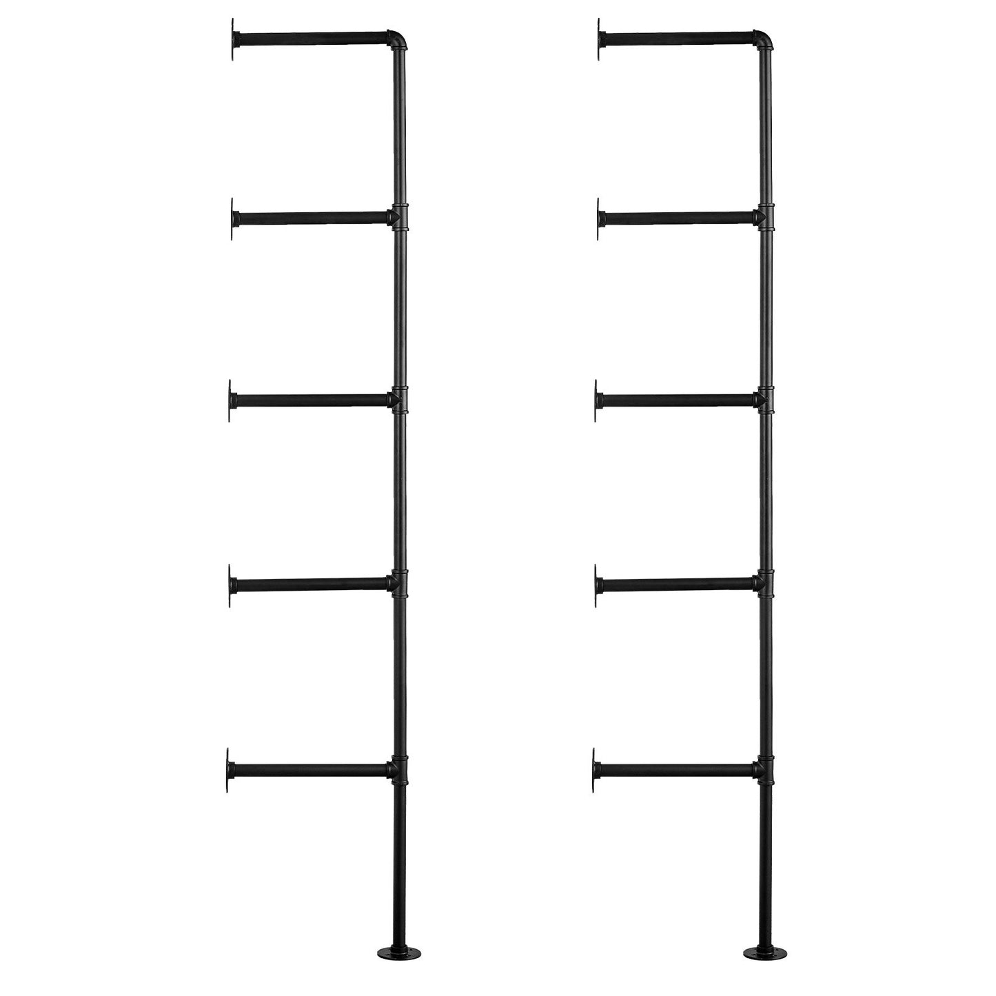 Industrial Pipe Hylla 5 Tier 2PCS 11,8in W Väggmonterade plankor ingår INTE