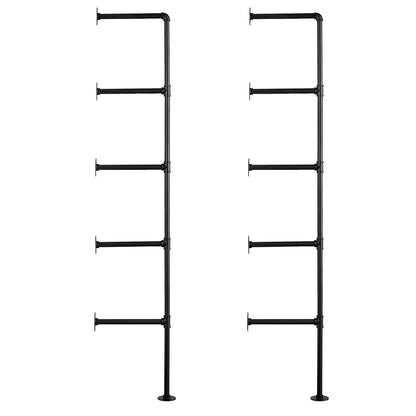 Industrial Pipe Hylla 5 Tier 2PCS 11,8in W Väggmonterade plankor ingår INTE