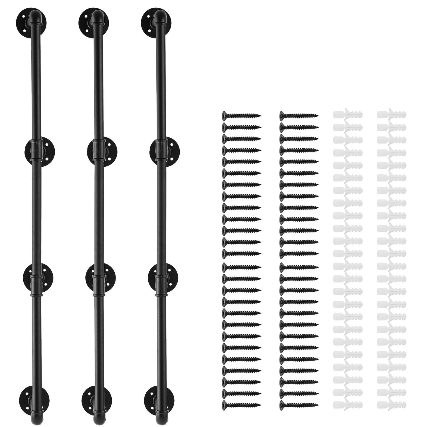 Industrial Pipe Hylla 4 Tier 3PCS 11,8in W Väggmonterade plankor ingår INTE