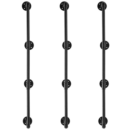 Industrial Pipe Shelf, 4 Tier 3PCS, 11.8in Applicable Board Width Wall-Mount Floating Rustic Wood Shelves Bracket Bookshelf,Storage Holder for Kitchen Bedroom Bathroom, (Planks NOT Included)