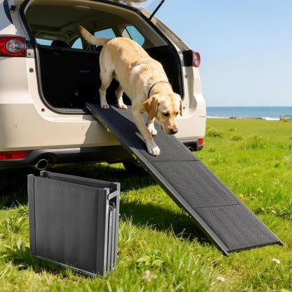 Dog Ramp for Cars, 63" L x 17" W, Folding Pet Ramps for Medium & Large Dogs up to 250lbs, Pet Stair Ramp with Non-Slip Oxford Fabric Surface, Portable Outdoor Dog Car Ramps for SUV & Truck