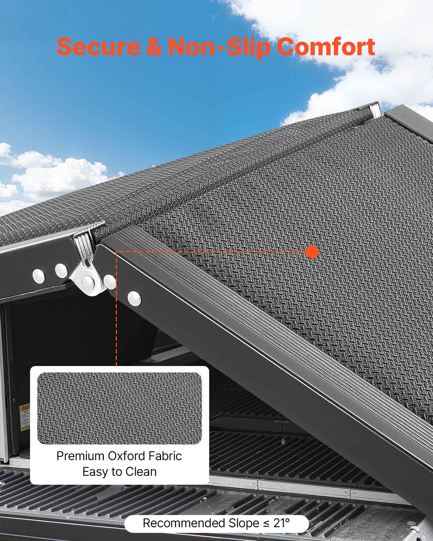 Dog Ramp for Cars, 63" L x 17" W, Folding Pet Ramps for Medium & Large Dogs up to 250lbs, Pet Stair Ramp with Non-Slip Oxford Fabric Surface, Portable Outdoor Dog Car Ramps for SUV & Truck