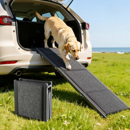 Dog Ramp for Cars, 71" L x 17" W, Folding Pet Ramps for Medium & Large Dogs up to 250lbs, Pet Stair Ramp with Non-Slip Felt Rug Surface, Portable Outdoor Dog Car Ramps for SUV & Truck