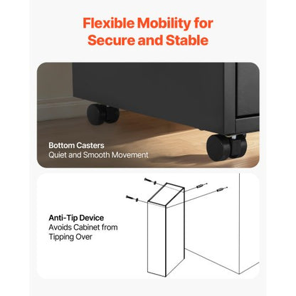 Metallschrank mit 2 Schubladen, Schloss und Kleiderstange, schwarz