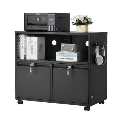 2 Drawers Metal File Cabinet, Lateral Filing Cabinet with Lock and Adjustable Hanging Rods, Wide Filing Storage Cabinets for Home and Office Fit Letter, A4, Legal Size File, Easy Assembly, Black