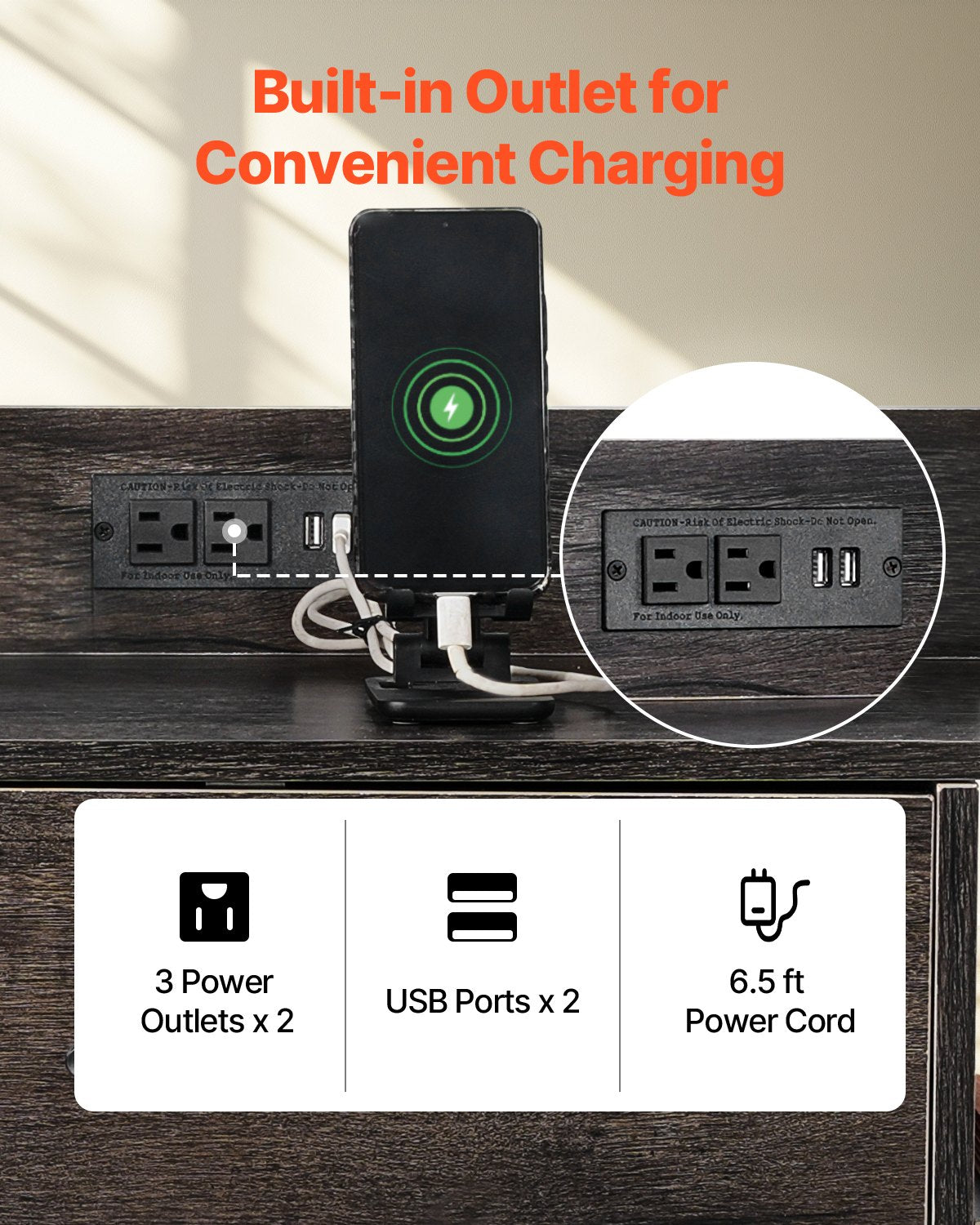 2 Drawers Metal File Cabinet, Lateral Filing Cabinet with Lock and 6 Open Shelves, Wooden Wide Filing Storage Cabinets with Power Strip for Letter, A4, Legal Size File, Easy Assembly, Gray