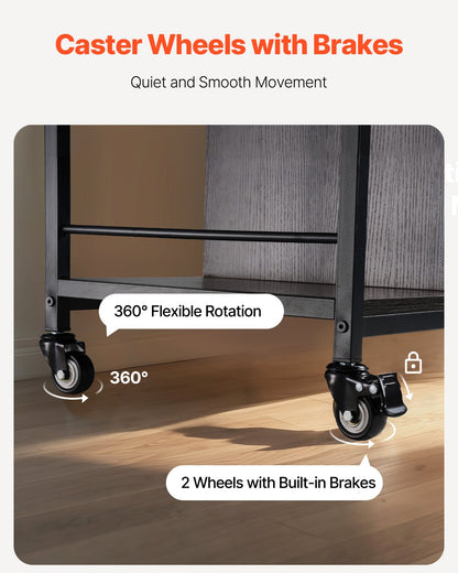 2 Drawers Metal File Cabinet, Lateral Filing Cabinet with Lock and 6 Open Shelves, Wooden Wide Filing Storage Cabinets with Power Strip for Letter, A4, Legal Size File, Easy Assembly, Gray