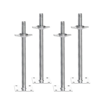 4-Pack Adjustable Leveling Jacks, 18.2 In Adjustable Height & 3307lbs/1500kg Total Load Capacity Scaffold Jacks Feet, Solid Carbon Steel Screw Jacks for Baker-Style Scaffolding Equipment, Silver