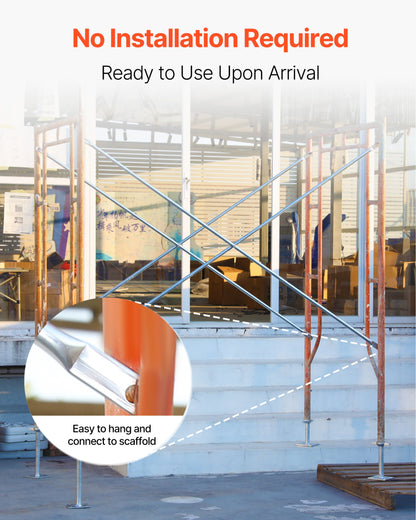 Scaffolding Cross Brace 6x4 ft, 8-Pack Solid Carbon Steel Scaffold Cross Supports, X-Shaped Scaffolding Safety Accessory with Rust- & Corrosion-Proof Galvanized Surface (Only Cross Braces Sold)