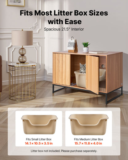 Cat Litter Box Enclosure Furniture, 31.5 in Hidden Litter Box Cabinet with Scratch Pad & Storage, Waterproof Cat Washroom End Table Cat House, Fit Most of Litterbox, for Bedroom Living Room