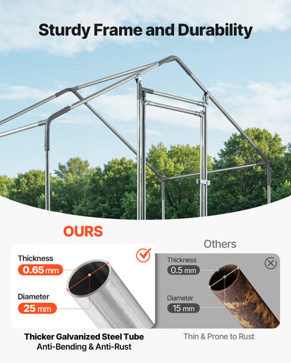 Large Metal Chicken Coop,6.6 x 3.3 x 6.6 ft, Walk-in Chicken Run House with Waterproof Cover & Sturdy Frame, Spire Roof Poultry Cage Duck Pen for Rabbit Hen Goose Outdoor Backyard Farm Use