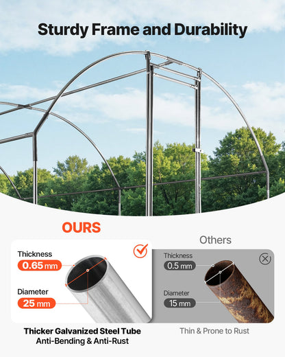 Large Metal Chicken Coop, 9 x 25 x 6.6 ft, Walk-in Chicken Run House with Waterproof Cover & Sturdy Frame, Dome Roof Poultry Cage Duck Pen for Rabbit Hen Goose Outdoor Backyard Farm Use