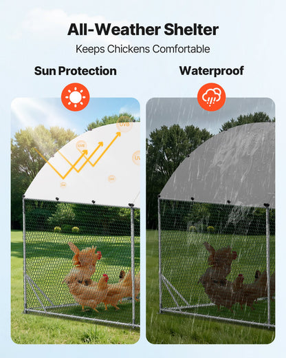Large Metal Chicken Coop, 9 x 25 x 6.6 ft, Walk-in Chicken Run House with Waterproof Cover & Sturdy Frame, Dome Roof Poultry Cage Duck Pen for Rabbit Hen Goose Outdoor Backyard Farm Use