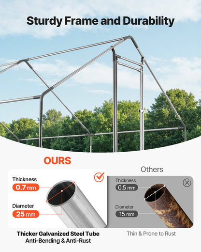 Large Metal Chicken Coop,9.8 x 9.8 x 6.6 ft, Walk-in Chicken Run House with Waterproof Cover & Sturdy Frame, Spire Roof Poultry Cage Duck Pen for Rabbit Hen Goose Outdoor Backyard Farm Use