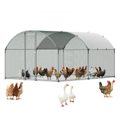 Metal Chicken Coop, 9.8x13.1x6.5 ft Large Walk-in Chicken Runs with Cover, Doom Roof Hen House Enclosure with Security Lock, Outdoor Duck Rabbit Cage Poultry Pen for Backyard, Farm, Yard