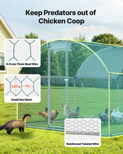 Metal Chicken Coop, 9.8x13.1x6.5 ft Large Walk-in Chicken Runs with Cover, Doom Roof Hen House Enclosure with Security Lock, Outdoor Duck Rabbit Cage Poultry Pen for Backyard, Farm, Yard
