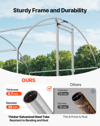 Metal Chicken Coop, 9.8x19.3x6.5 ft Large Walk-in Chicken Runs with Cover, Doom Roof Hen House Enclosure with Security Lock, Outdoor Duck Rabbit Cage Poultry Pen for Backyard, Farm, Yard