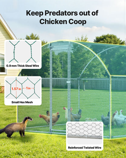 Metal Chicken Coop, 9.8x19.3x6.5 ft Large Walk-in Chicken Runs with Cover, Doom Roof Hen House Enclosure with Security Lock, Outdoor Duck Rabbit Cage Poultry Pen for Backyard, Farm, Yard