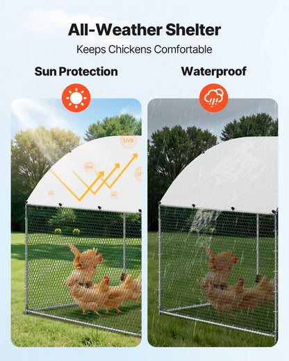 Metal Chicken Coop, 9.8x19.3x6.5 ft Large Walk-in Chicken Runs with Cover, Doom Roof Hen House Enclosure with Security Lock, Outdoor Duck Rabbit Cage Poultry Pen for Backyard, Farm, Yard