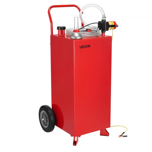30 Gallon Gas Caddy, Max Flow 32L/min, Diesel Tank with Electric Pump, Diesel Storage Tank with 2 Wheels & 10 ft Hose, Gas Container for ATV, Car, Mowers, Boat, Motorcycle, and More, Red