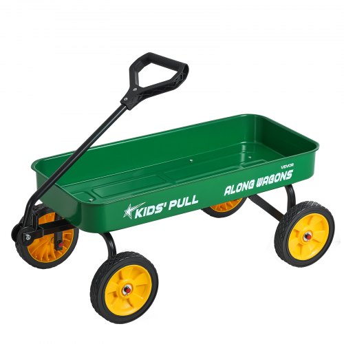 Pull-Along Wagon for Kids, 39 inch Toddler Wagons, Supports up to 176 lbs, All-Terrain Wagons with Handle, Utility Wagon Cart Birthday Present for Kids Gardening Beach Camping, Green