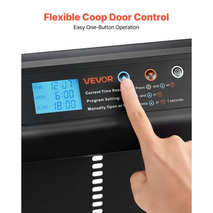 Automatisk Hönshusdörr, Batteridriven Hönshusdörr med Timer och Manuell Inställning, Klämskydd, Slitstark Aluminiumlegering, Automatisk Hönshusöppnare med Vattentät Tätning, Svart |  EU