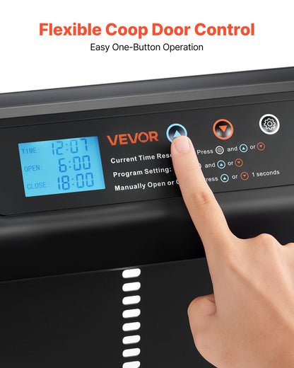 Automatic Chicken Coop Door, Battery Powered Chicken Coop Door with Timer & Manual Setting, Anti-Pinch Security, Durable Aluminum Alloy, Auto Chick Run Gate Opener with Waterproof Sealing, Black