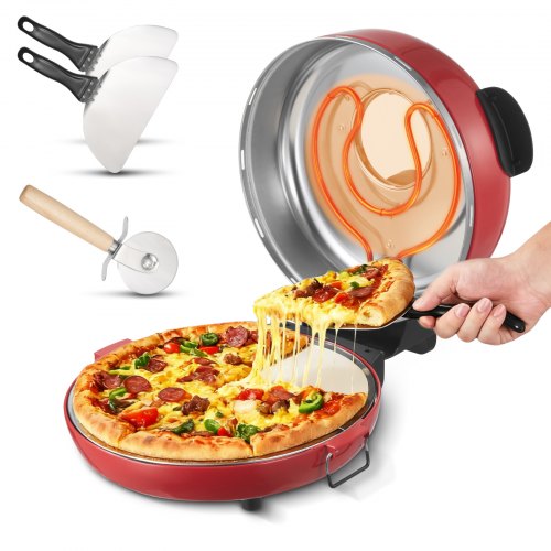 Pizza Oven, 14 in Electric Pizza Maker, 1600W Electric Pizzas Cooker with Cordierite Stone, 5-Mode Temperature Control, Viewing Window for Precise Cooking, Heats up to 698 ˚F, for Home Kitchen