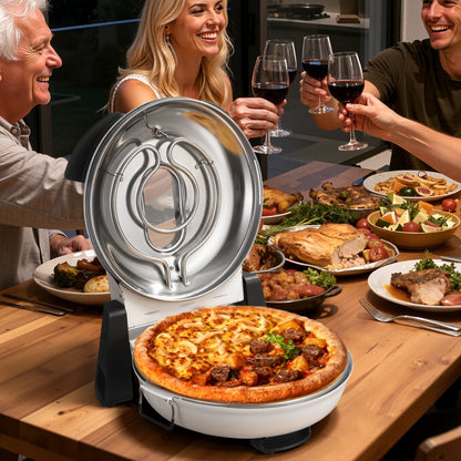Pizza Oven, 12 in Electric Pizza Maker, 1200W Electric Pizzas Cooker with Cordierite Stone, 5-Mode Temperature Control, Viewing Window for Precise Cooking, Heats up to 788 ˚F, for Home (White)