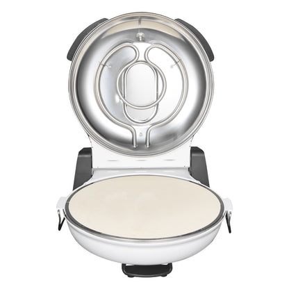 Pizza Oven, 12 in Electric Pizza Maker, 1200W Electric Pizzas Cooker with Cordierite Stone, 5-Mode Temperature Control, Viewing Window for Precise Cooking, Heats up to 788 ˚F, for Home (White)