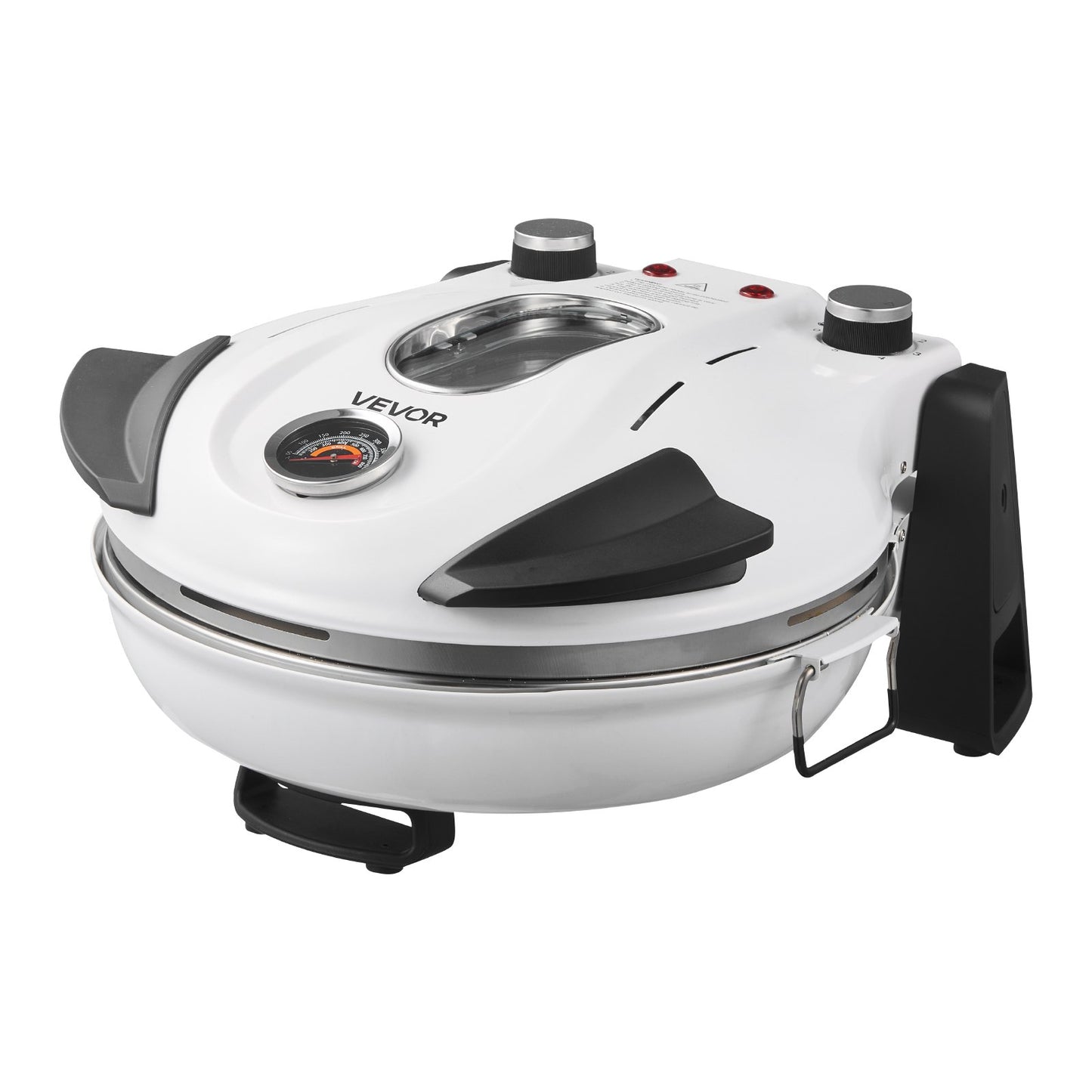 Pizza Oven, 12 in Electric Pizza Maker, 1200W Electric Pizzas Cooker with Cordierite Stone, 5-Mode Temperature Control, Viewing Window for Precise Cooking, Heats up to 788 ˚F, for Home (White)