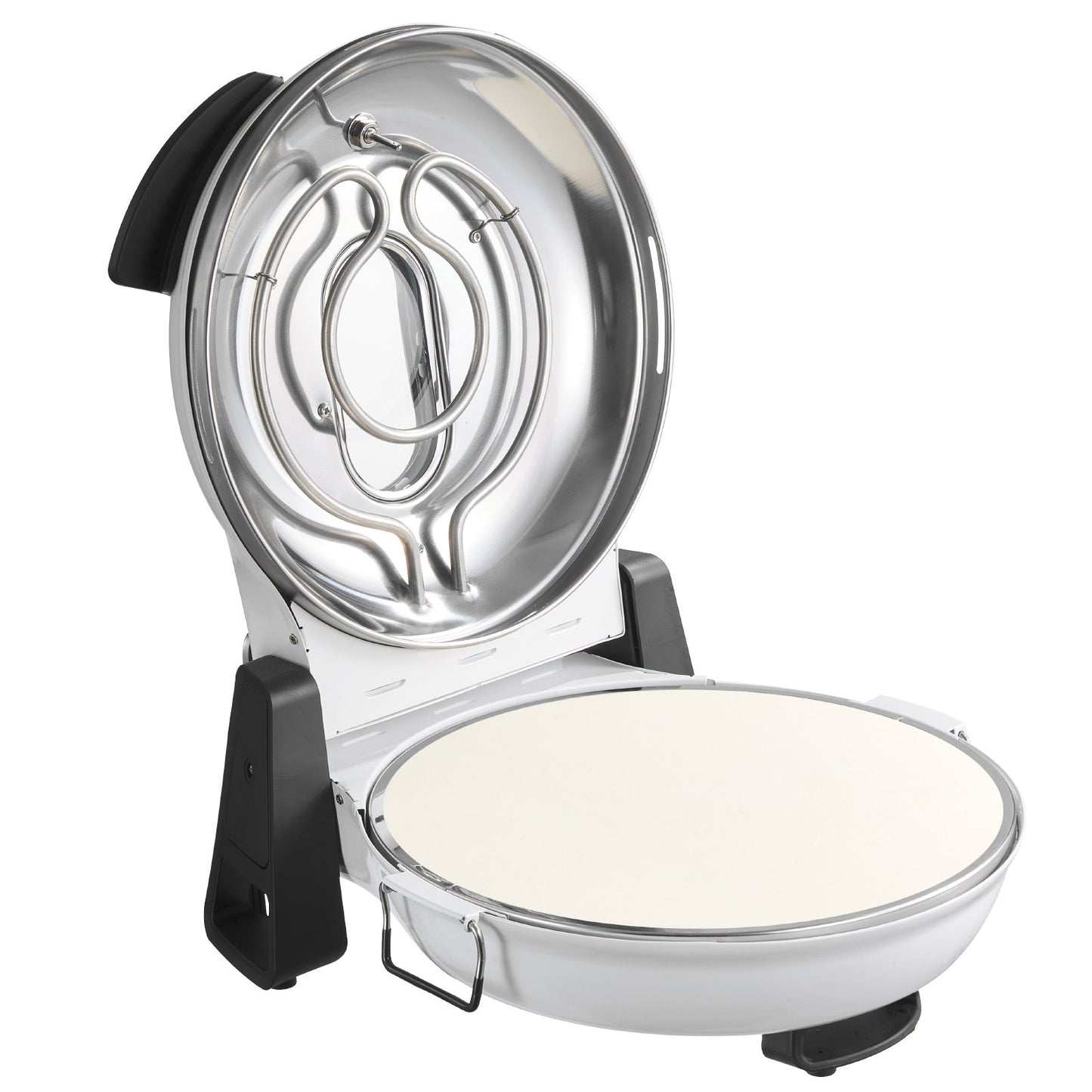 Pizza Oven, 12 in Electric Pizza Maker, 1200W Electric Pizzas Cooker with Cordierite Stone, 5-Mode Temperature Control, Viewing Window for Precise Cooking, Heats up to 788 ˚F, for Home (White)