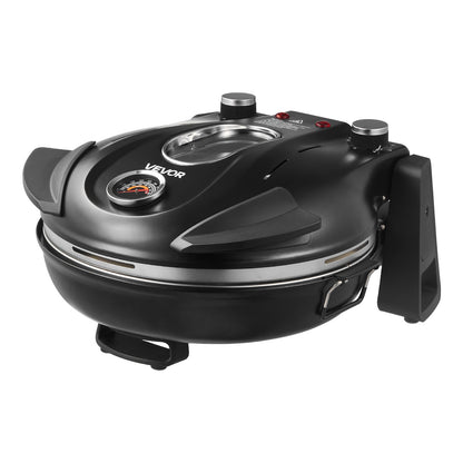 Pizza Oven, 12 in Electric Pizza Maker, 1200W Electric Pizzas Cooker with Cordierite Stone, 5-Mode Temperature Control, Viewing Window for Precise Cooking, Heats up to 788 ˚F, for Home (Black)
