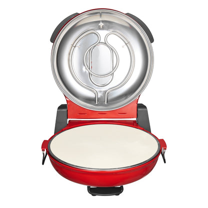 Pizza Oven, 12 in Electric Pizza Maker, 1200W Electric Pizzas Cooker with Cordierite Stone, 5-Mode Temperature Control, Viewing Window for Precise Cooking, Heats up to 788 ˚F, for Home (Red)
